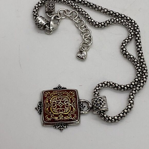 Brighton Bali Red and Gold Enameled Pendant necklace - Picture 2 of 6